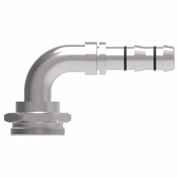 FJ3914-04-0806S E-Z Clip System by Danfoss | Male 5400 coupling thread 90° Elbow | A/C Refrigeration Fitting | -08 Male 5400 Coupling Thread x -06 Hose Barb | Steel