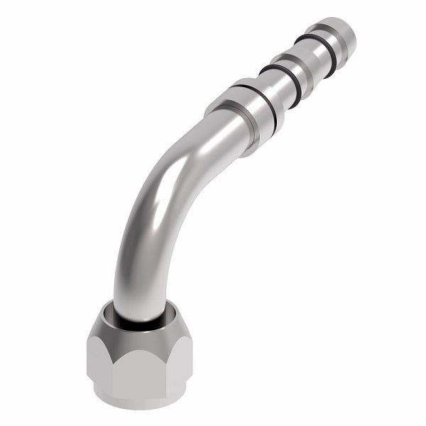 FJ5985-1012S E-Z Clip System by Danfoss | Female O-Ring 90° Elbow (Short Pilot) | A/C Refrigeration Fitting | -10 Female O-Ring Short Pilot x -12 Hose Barb | Steel