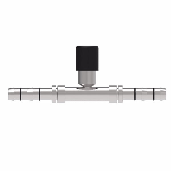 FJ5986-1616S E-Z Clip System by Danfoss | Splicer with R134a Low Side Port | A/C Refrigeration Fitting | -16 Hose Barb x -16 Hose Barb | Steel