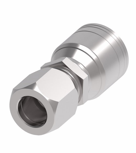 1AA4MT4 Ermeto by Danfoss | 7000 Series | Female Flareless Tube Rigid (MT) Crimp Fitting | -04 Female Flareless Tube Rigid x -04 Hose Barb | Steel