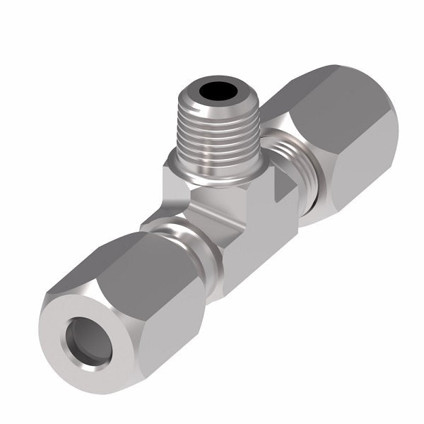 7605X8 Ermeto by Danfoss | 7000 Series | Male Pipe Branch/Tube Tee | 1/2" Tube OD x 1/2" Tube OD x 3/8" Male NPTF | Steel