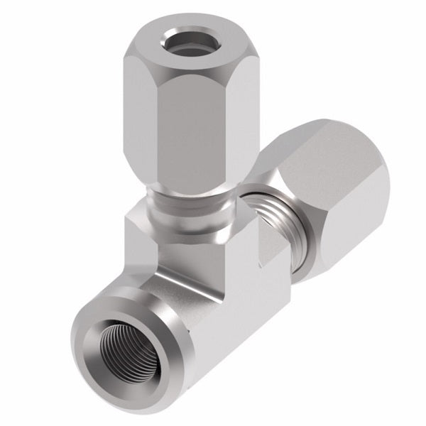 7805X8 Ermeto by Danfoss | 7000 Series | Female NPTF Run/Tube Tee | 1/2" Tube OD x 3/8" Female NPTF x 1/2" Tube OD | Steel