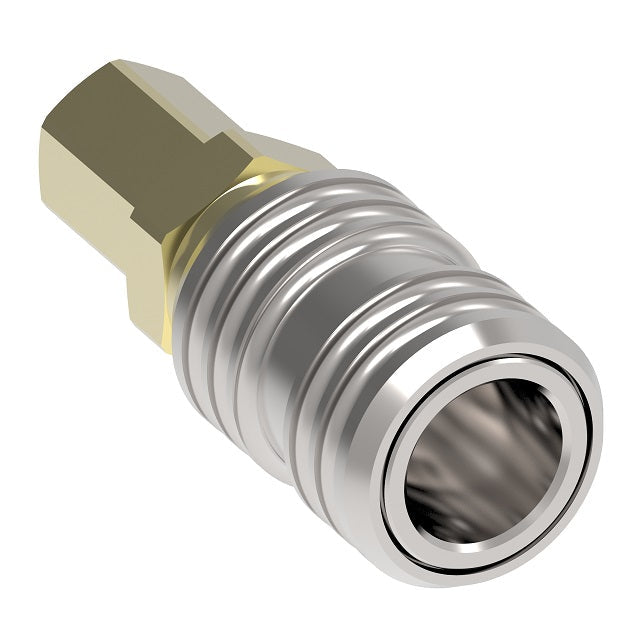 1000E Hansen® by Danfoss | Pneumatic Quick Disconnect Coupling | 1000 Series | 1/4" Female NPTF x 1/4" Body Size | Socket | NBR Seal | Brass