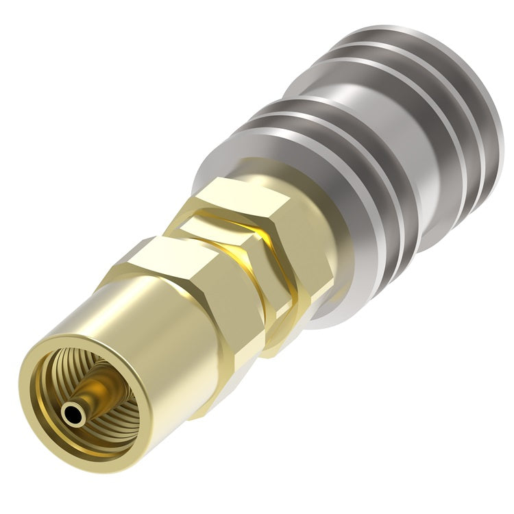 1SD11 Hansen® by Danfoss | Pneumatic Quick Disconnect Coupling | 1000 Series | Hose Crimp End | 3/4" Hose OD | 3/8" Hose ID x 1/4" Body Size | Socket | NBR Seal | Brass