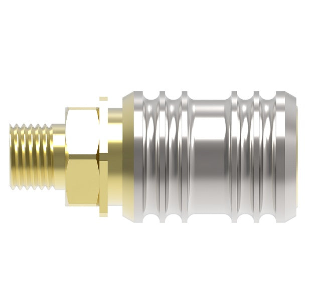 1100 Hansen® by Danfoss | Pneumatic Quick Disconnect Coupling | 1000 Series | 1/4" Male NPTF x 1/4" Body Size | Socket | NBR Seal | Brass