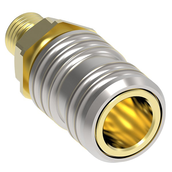 1100 Hansen® by Danfoss | Pneumatic Quick Disconnect Coupling | 1000 Series | 1/4" Male NPTF x 1/4" Body Size | Socket | NBR Seal | Brass