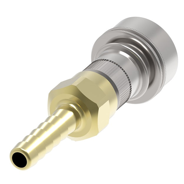 110E Hansen® by Danfoss | Pneumatic Quick Disconnect Coupling | 100 Series | Hose Barb End | 1/4" Hose ID x 1/4" Body Size | Socket | Buna-N Seal | Brass