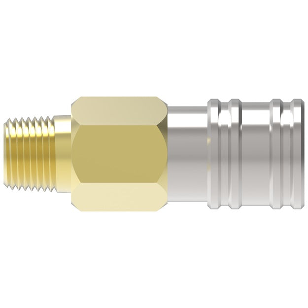 28S25M Hansen® by Danfoss | Pneumatic Quick Disconnect Coupling | 180/280 Series | 1/4" Male NPTF x 1/8" Body Size | Socket | Buna-N Seal | Brass