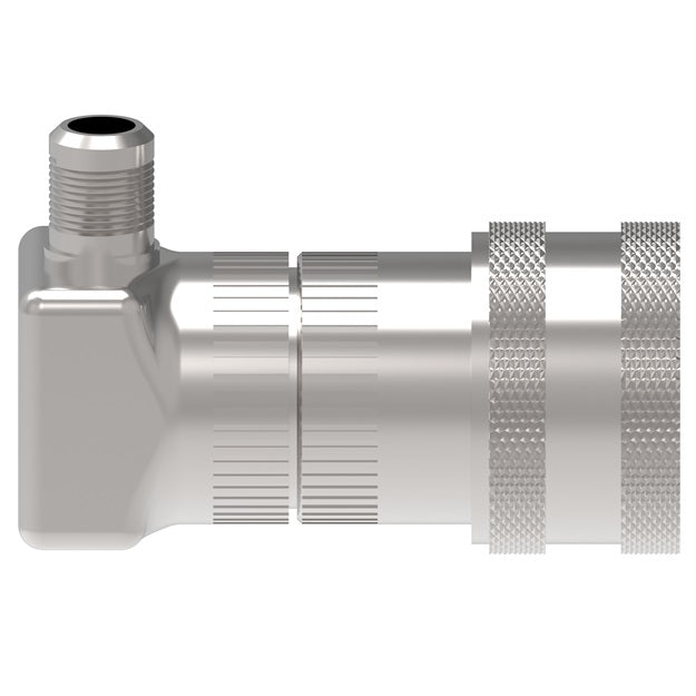 2HGLLRA720 Hansen® by Danfoss | Food & Beverage Quick Disconnect Coupling | 2HKGL Series | 90° Elbow | 7/16-20 Male UNF x 1/4" Body Size | Socket for Gas | NBR Seal | Stainless Steel