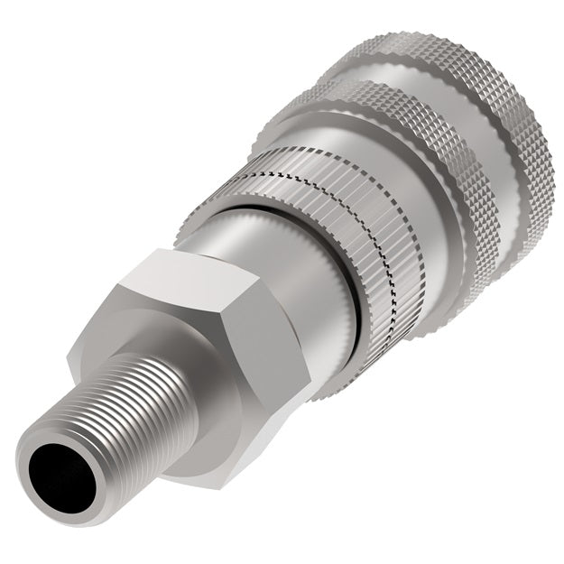 2HG16 Hansen® by Danfoss | Food & Beverage Quick Disconnect Coupling | 2HKGL Series | 1/4" Male NPT x 1/4" Body Size | Socket for Gas | NBR Seal | Stainless Steel