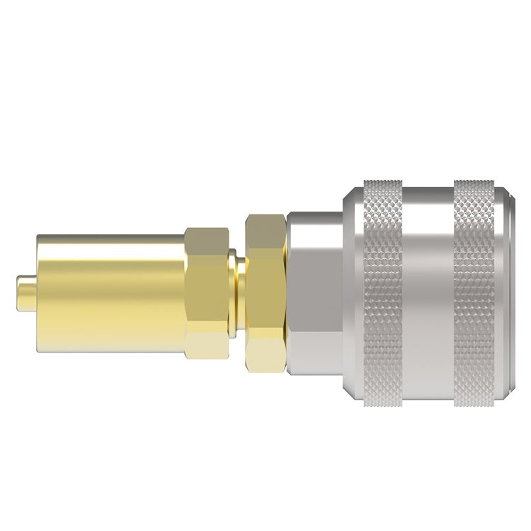 3SB1 Hansen® by Danfoss | Quick Disconnect Coupling | 3000 Series | Hose Crimp End | 15/32" Hose OD | 1/4" Hose ID x 1/4" Body Size | Socket | NBR Seal | Brass