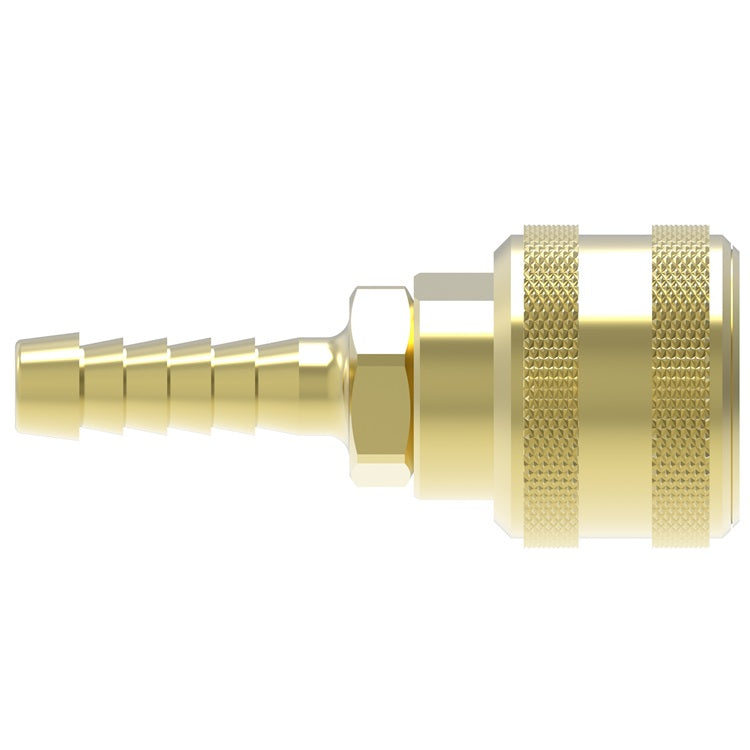 3600P Hansen® by Danfoss | Pneumatic Quick Disconnect Coupling | 3000 Series | Push-On Hose Barb End | 1/4" Hose ID x 1/4" Body Size | Socket | NBR Seal | Brass