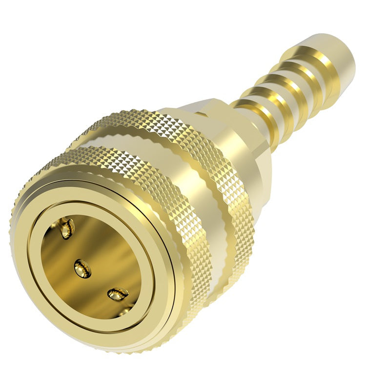3600P Hansen® by Danfoss | Pneumatic Quick Disconnect Coupling | 3000 Series | Push-On Hose Barb End | 1/4" Hose ID x 1/4" Body Size | Socket | NBR Seal | Brass