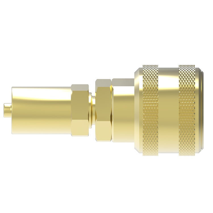 4SD9 Hansen® by Danfoss | Pneumatic Quick Disconnect Coupling | 4000 Series | Hose Crimp End | 11/16" Hose OD | 3/8" Hose ID x 3/8" Body Size | Socket | NBR Seal | Brass