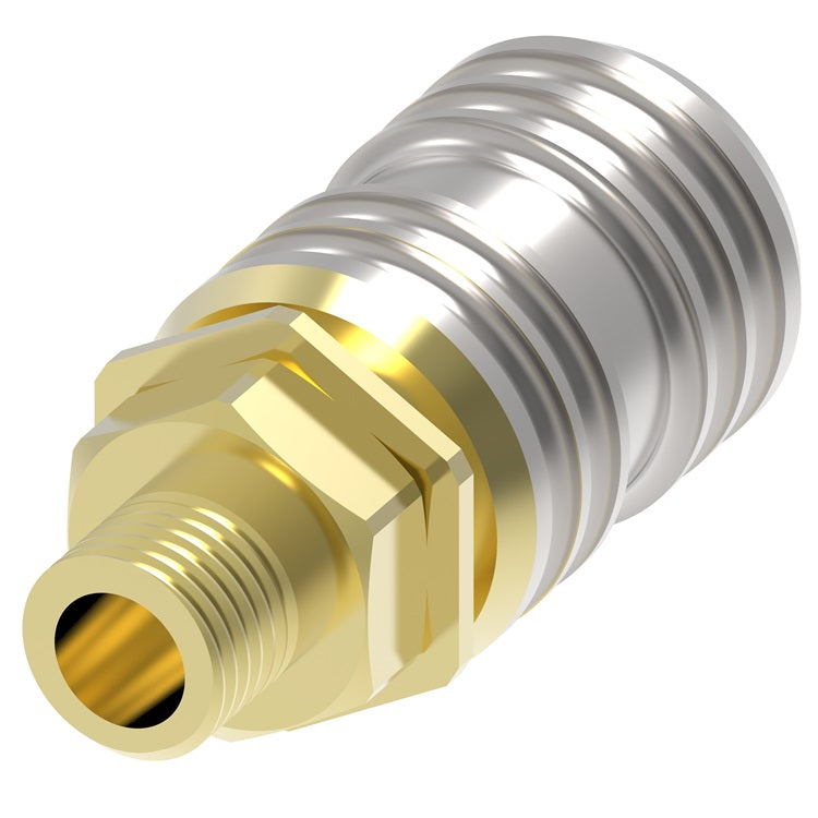 410 Hansen® by Danfoss | Pneumatic Quick Disconnect Coupling | 400 Series | 1/4" Male NPTF x 3/8" Body Size | Socket | NBR Seal | Brass