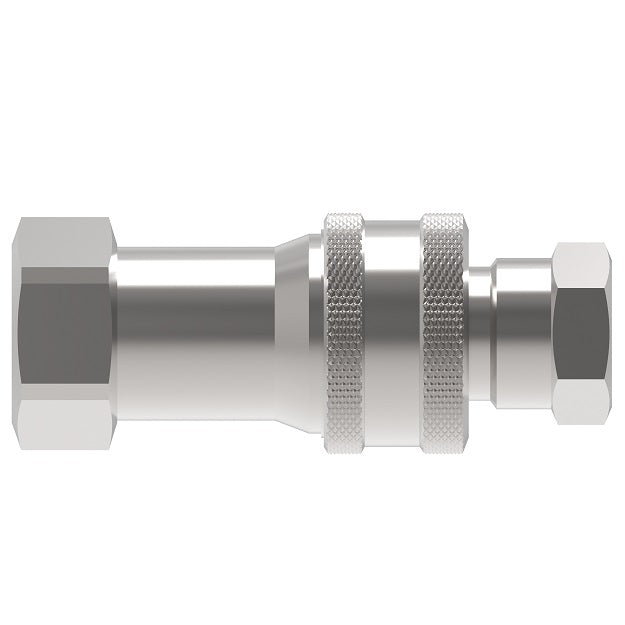 5650-8-10S Hansen® by Danfoss | Quick Disconnect Coupling | 5600 Series | 1/2" Female NPT x 5/8" ISO 7241 Type A | Complete Plug and Socket Set | Valved (Connect Under Pressure Style) | Buna-N Seal | Carbon Steel