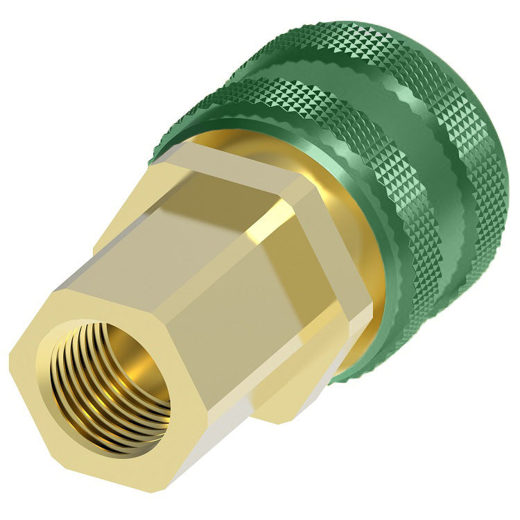 GR605RSL Hansen® by Danfoss | Quick Disconnect Coupling | 600 Series | 9/16" Female UNF x 1/4" Body Size | Oxygen Service Socket | With Sleeve Lock | Buna-N Seal | Brass