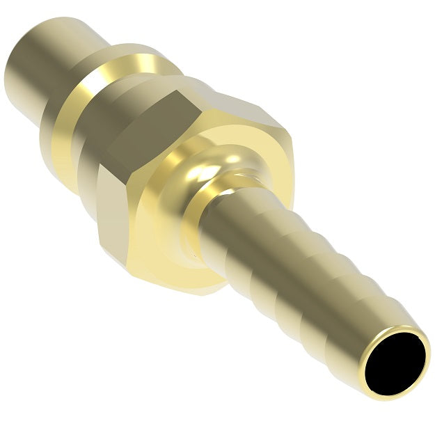 09A Hansen® by Danfoss | Quick Disconnect Coupling | 600 Series | Hose Barb End | 3/8" Hose ID x 1/4" Body Size | Standard Plug | Without Sleeve Lock | Buna-N Seal | Brass
