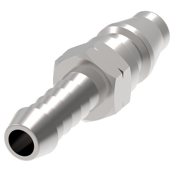 A9 Hansen® by Danfoss | Quick Disconnect Coupling | 700 Series | Hose Barb End | 3/8" Hose ID x 1/4" Body Size | Standard Plug | Without Sleeve Lock | Buna-N Seal | Brass