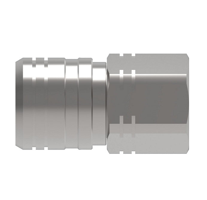 12FFS75BS Hansen® by Danfoss | Quick Disconnect Coupling | FF Series | 3/4" Female BSPP x 1/2" ISO 16028 Flat Face | Socket | NBR+AU Seal | Steel