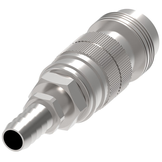 23203025 Hansen® by Danfoss | Pneumatic Quick Disconnect Coupling | Full-Bore Series | Hose Barb End | 3/8" Hose ID x 3/8" Body Size | Socket | Buna-N Seal | Steel