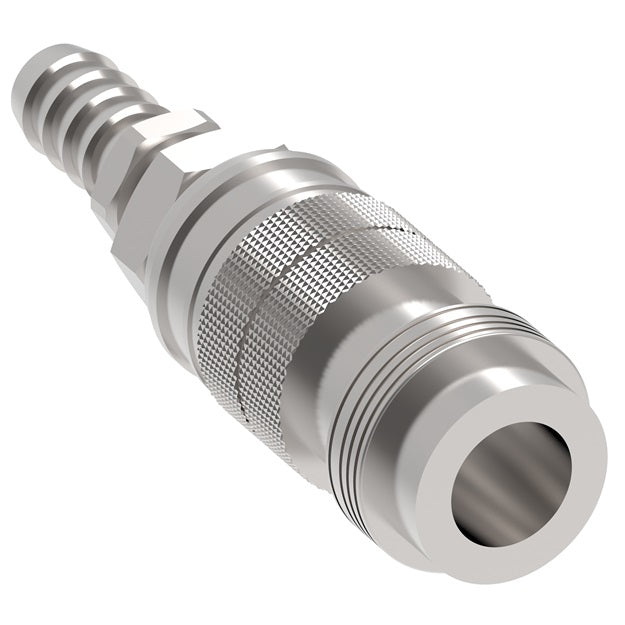 23204025 Hansen® by Danfoss | Pneumatic Quick Disconnect Coupling | Full-Bore Series | Hose Barb End | 1/2" Hose ID x 1/2" Body Size | Socket | Buna-N Seal | Steel
