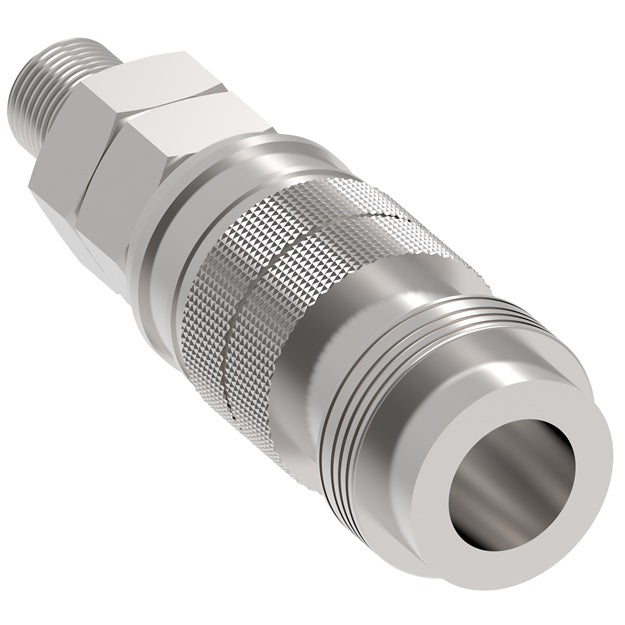 23203013 Hansen® by Danfoss | Pneumatic Quick Disconnect Coupling | Full-Bore Series | 3/8" Male NPTF x 3/8" Body Size | Socket | Buna-N Seal | Steel