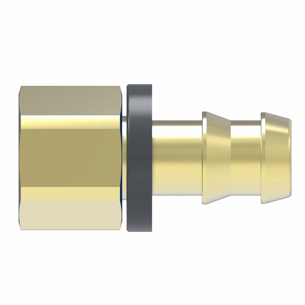 10008B-A08 Weatherhead by Danfoss | Female Inverted Rigid Field Attachable Push-On Fitting | 100 'B' Series Barb-Tite | -08 Female Inverted Flare x -08 Push-On Hose Barb | Brass