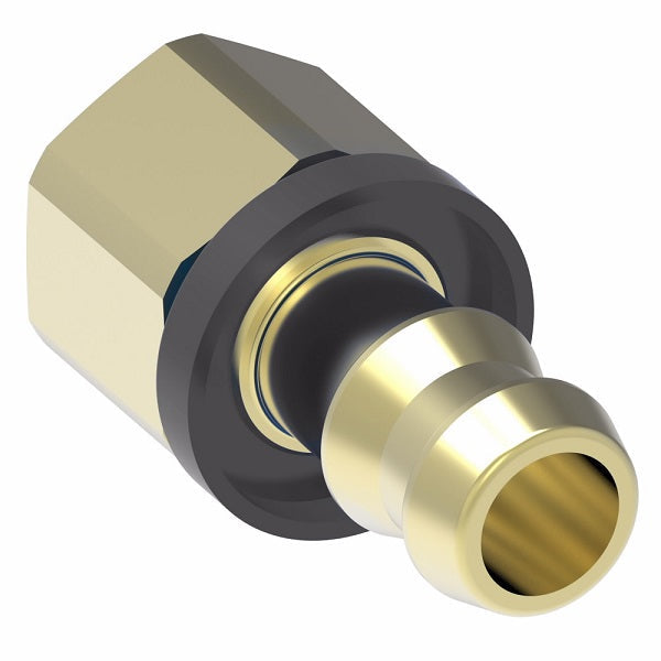 10006B-A06 Weatherhead by Danfoss | Female Inverted Rigid Field Attachable Push-On Fitting | 100 'B' Series Barb-Tite | -06 Female Inverted x -06 Push-On Hose Barb | Brass