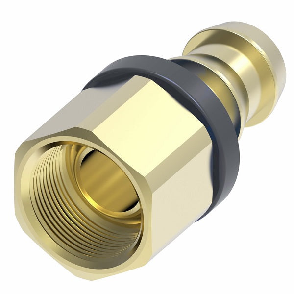 10008B-A08 Weatherhead by Danfoss | Female Inverted Rigid Field Attachable Push-On Fitting | 100 'B' Series Barb-Tite | -08 Female Inverted x -08 Push-On Hose Barb | Brass