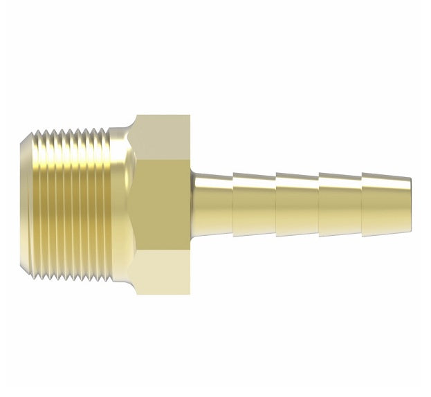 10504B-104 Weatherhead by Danfoss | Male Pipe (PTF Short) Field Attachable Fitting | 105 'B' Series Barb-Tite | -04 Male Pipe (PTF Short) x -04 Push-On Hose Barb | Brass