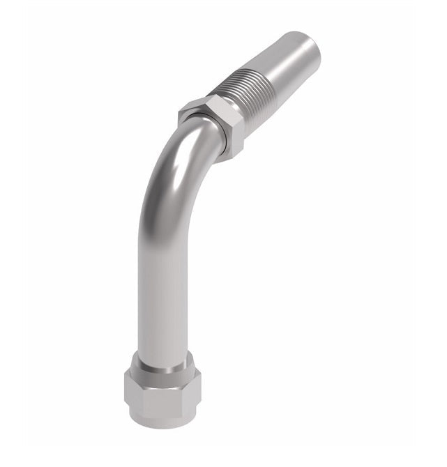 185263-4S Weatherhead by Danfoss | Female 37° JIC Swivel Long Drop 90° Elbow Field Attachable Fitting for 1 & 2 Wire Braided Hose | Nipple Assembly | -04 Female 37° JIC Swivel x -04 Reusable Hose End | Steel