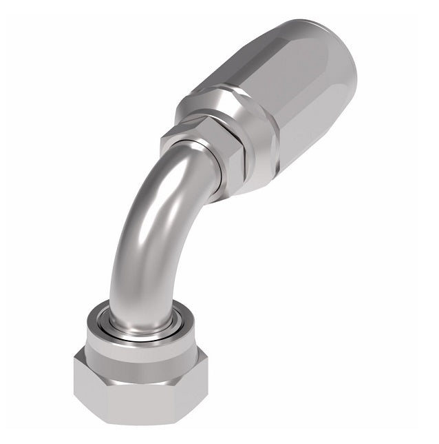 1RA6FRB6 Weatherhead by Danfoss | Female ORS Swivel 90° Elbow Field Attachable Fitting for 1 Wire Braided Hose | 1R Series | Complete Fitting | -06 Female O-Ring Face Seal Swivel x -06 Reusable Hose End | Steel