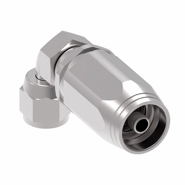 2RA4FJB4 Weatherhead by Danfoss | Female 37° JIC Swivel Short Drop 90° Elbow Field Attachable Fitting for 2 Wire Braided Hose | 2R Series | Complete Fitting | -04 Female 37° JIC Swivel x -04 Reusable Hose End | Steel
