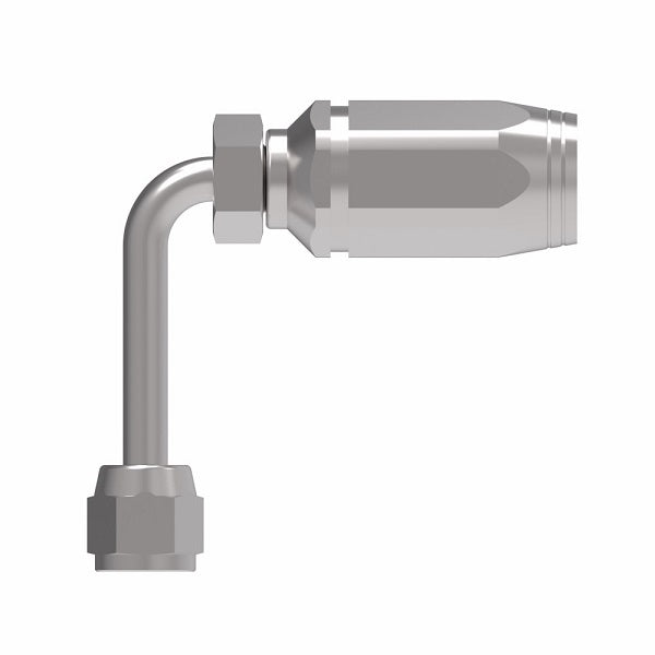 2RA4FJC4 Weatherhead by Danfoss | Female 37° JIC Swivel Long Drop 90° Elbow Field Attachable Fitting for 2 Wire Braided Hose | 2R Series | Complete Fitting | -04 Female 37° JIC Swivel x -04 Reusable Hose End | Steel