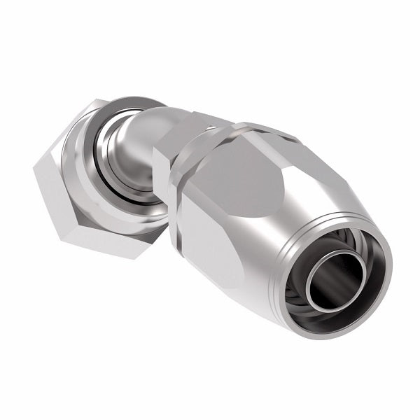 2RA16FRA16 Weatherhead by Danfoss | Female ORS Swivel 45° Elbow Field Attachable Fitting for 2 Wire Braided Hose | 2R Series | Complete Fitting | -16 Female O-Ring Face Seal Swivel x -16 Reusable Hose End | Steel
