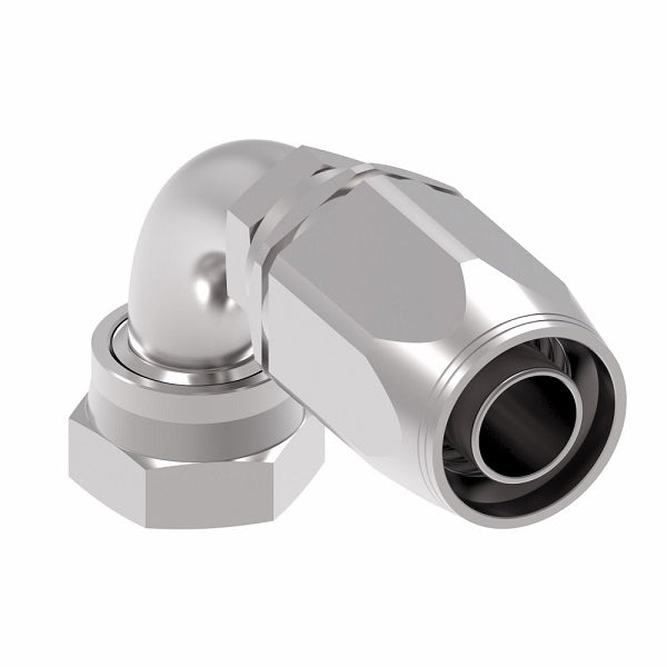2RA12FRB12 Weatherhead by Danfoss | Female ORS Swivel 90° Elbow Field Attachable Fitting for 2 Wire Braided Hose | 2R Series | Complete Fitting | -12 Female O-Ring Face Seal Swivel x -12 Reusable Hose End | Steel