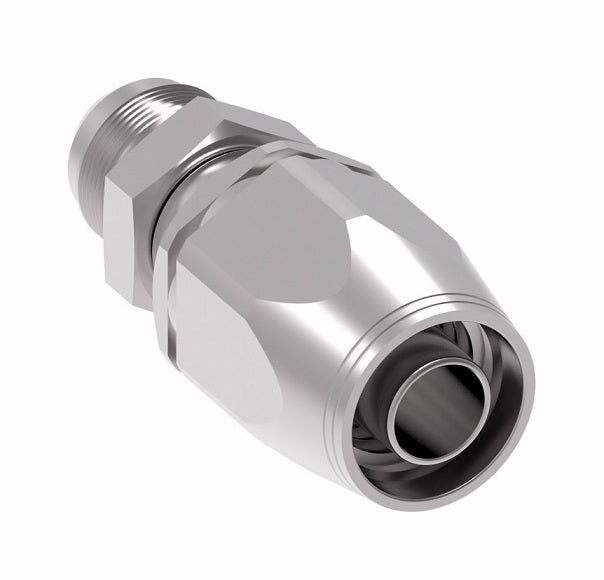2RA4MJ4 Weatherhead by Danfoss | Male 37° JIC Flare Field Attachable Fitting for 2 Wire Braided Hose | 2R Series | Complete Fitting | -04 Male 37° JIC Flare x -04 Reusable Hose End | Steel