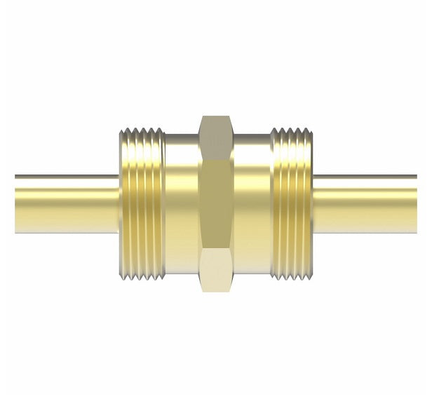 33806-E Weatherhead by Danfoss | Hose Mender (Body Only) Field Attachable Fitting | 338 'B' Series DOT | -06 Reusable Hose End x -06 Reusable Hose End | Brass