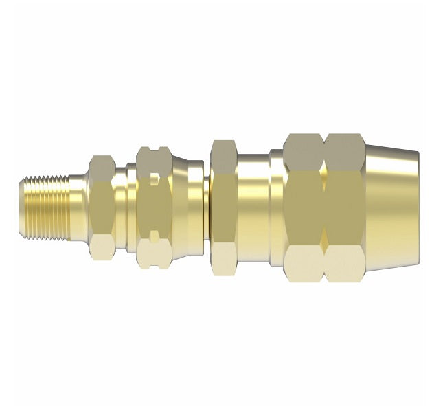 33808B-Y86 Weatherhead by Danfoss | Female Connector with Adapter Field Attachable Fitting | 338 'B' Series DOT | -06 Male NPTF x -08 Reusable Hose End | Brass