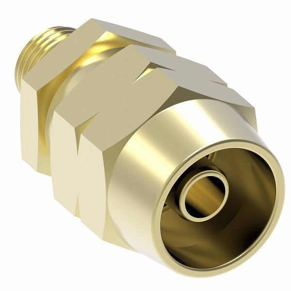 33806B-Y26 Weatherhead by Danfoss | Male Connector Field Attachable Fitting | 338 'B' Series DOT | -06 Male Pipe (PTF SAE Short) x -06 Reusable Hose End | Brass