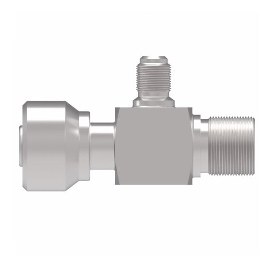 75732 Weatherhead by Danfoss | 757 'E' Series | Bumped Tube O-Ring Service Port Adapter R134a with Low Service Port 90° Elbow | 3/4" Tube Size | Steel