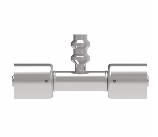 75712E-Y50 Weatherhead by Danfoss | 757 'E' Series | Hose Splicer with R134a Low Service Port Crimp Fitting | 5/8" Hose ID x 5/8" Hose ID | Steel
