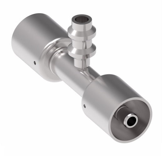 75706E-Y47 Weatherhead by Danfoss | 757 'E' Series | Hose Splicer with R134a High Service Port Crimp Fitting | 5/16" Hose ID x 5/16" Hose ID | Steel