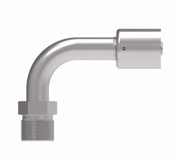 75710E-W70 Weatherhead by Danfoss | 757 'E' Series | Male Bumped Tube O-Ring Rigid Tube 90° Elbow Crimp Fitting | -10 Male Bumped Tube O-Ring x -08 Hose Barb | Steel