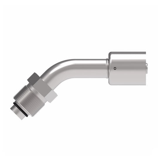 75712E-Z30 Weatherhead by Danfoss | 757 'E' Series | Male Bumped Tube O-Ring Swivel Tube 45° Elbow Crimp Fitting | -10 Male Bumped Tube O-Ring Swivel x -10 Hose Barb | Steel