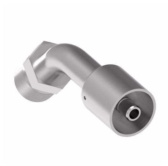 75710E-Z30 Weatherhead by Danfoss | 757 'E' Series | Male Bumped Tube O-Ring Swivel Tube 45° Elbow Crimp Fitting | -10 Male Bumped Tube O-Ring Swivel x -08 Hose Barb | Steel