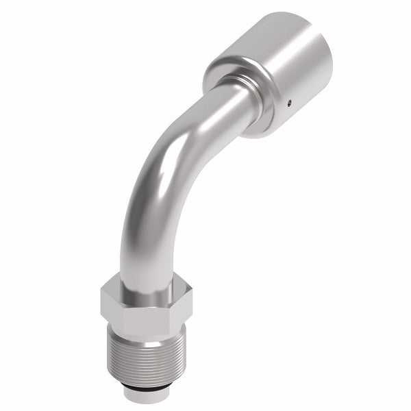 75710E-Z72 Weatherhead by Danfoss | 757 'E' Series | Male Bumped Tube O-Ring Swivel Tube 90° Elbow Crimp Fitting | -12 Male Bumped Tube O-Ring Swivel x -08 Hose Barb | Steel