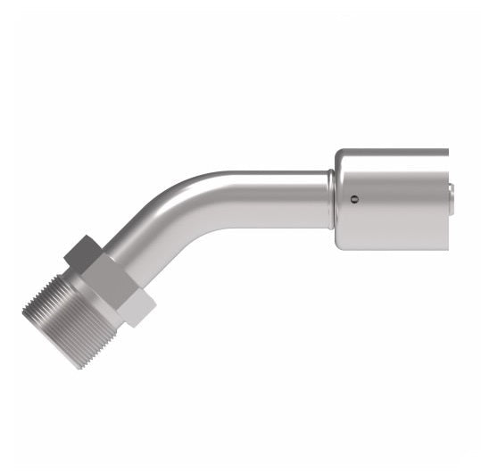 75710E-390 Weatherhead by Danfoss | 757 'E' Series | Male SAE 45° Flare Rigid Crimp Fitting | -10 Male SAE 45° Flare x -08 Hose Barb | Steel