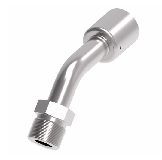 75710E-390 Weatherhead by Danfoss | 757 'E' Series | Male SAE 45° Flare Rigid Crimp Fitting | -10 Male SAE 45° Flare x -08 Hose Barb | Steel